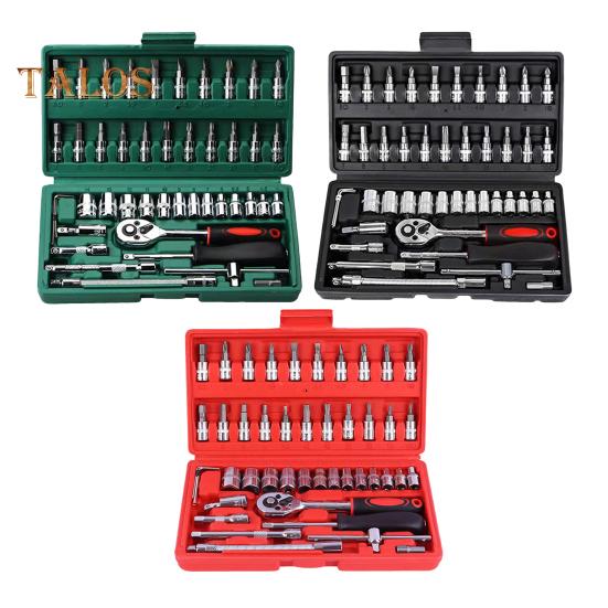46-teiliges Auto-Schraubenschlüssel-Set, starke Drehmomentschlüssel, Auto-Reparaturwerkzeuge für Autos, Fahrräder, Motorräder, Antriebsnüsse, Sechskant-Sets für PH, SL, PZ, HEX, T-Bohrer