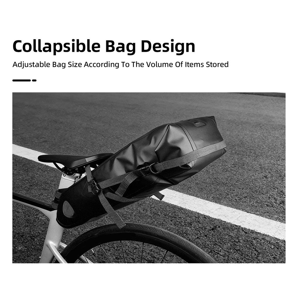 Fahrradsatteltasche Regendichte Fahrrad-Hecktasche 10L Großes Fassungsvermögen mit Rahmen für Mountainbike- und Straßenfahrten