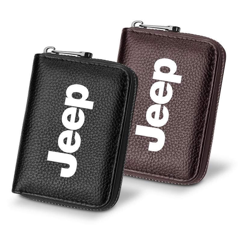 Skórzany Portfel na Dokumenty, Karty Bankowe i Dowód Osobisty Kierowcy, Stylizacja Samochodu Dla Jeep Big Wrangler Grand Cherokee New Energy Gladiator SRT Wrangler