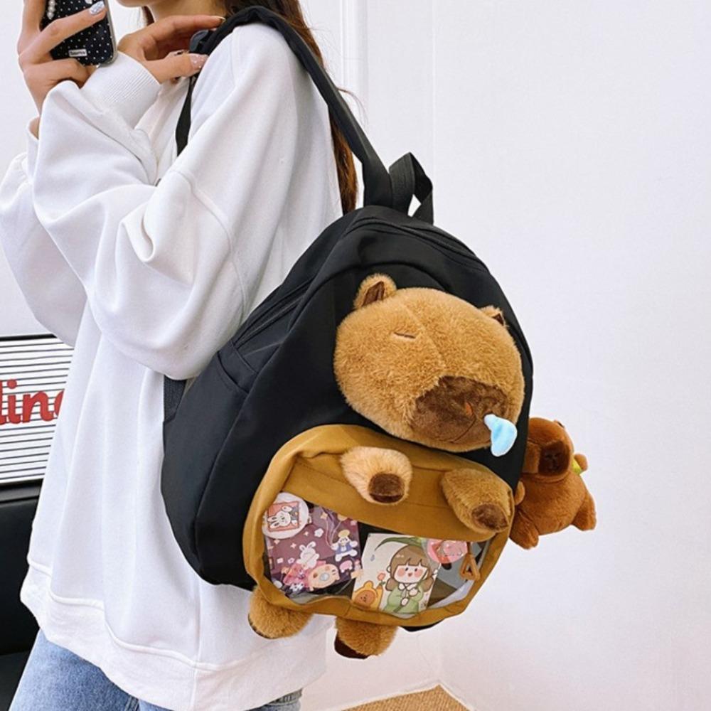 Large Capacity Capybara Plush Backpack Animal Cartoon Backpack  Kids Birthday Gift
