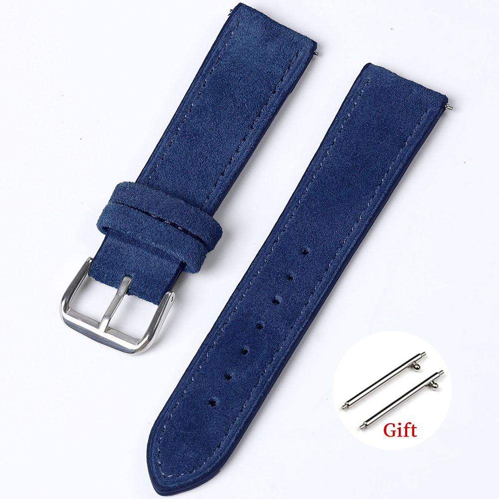 Vintage Suede Leather Watchband 18mm 19mm 20mm 22mm Watch Strap for Seiko Handmade Stitching Bracelet for Huawei Watch GT2/3/4