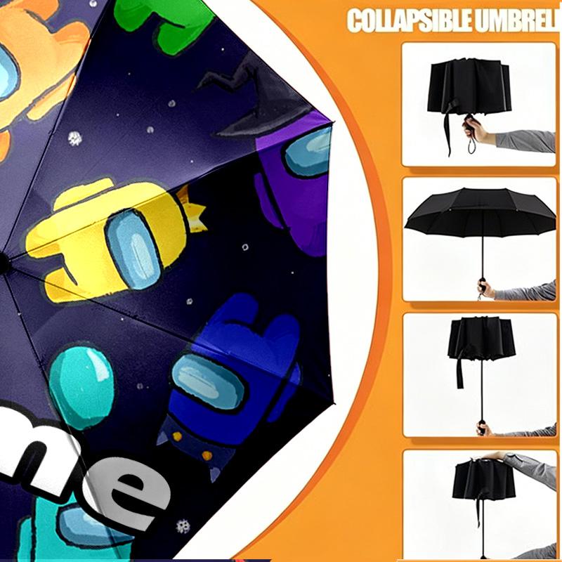 Custom Name Personalized Among Us Print Umbrella, Auto Open Close, 8‑Rib Sturdy Frame, Commute Camping Hiking Use, Birthday Gift