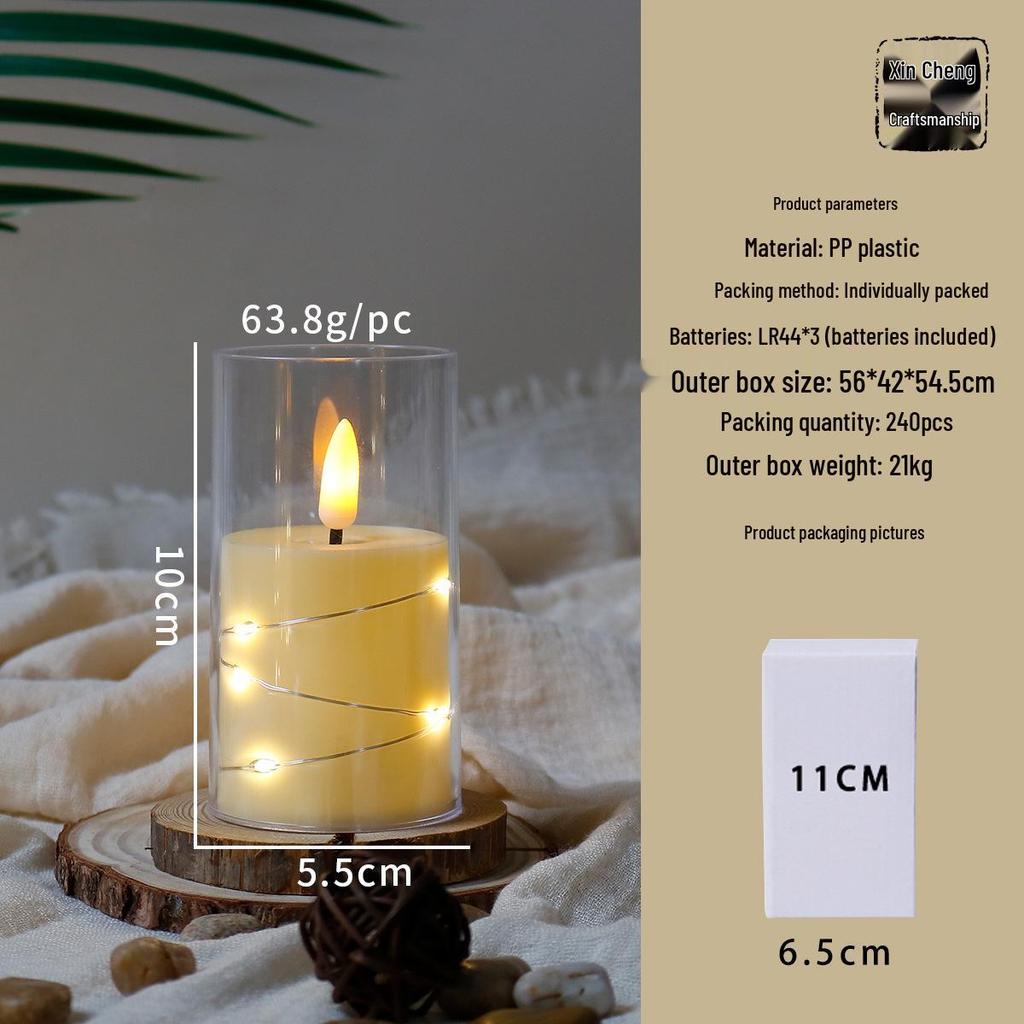 Simulated LED Candle String Lights with Acrylic Cups for Christmas, Birthdays, and Weddings