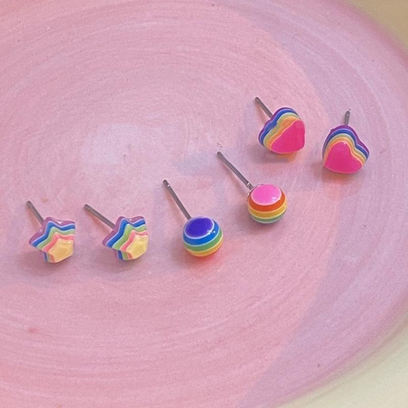 Playful Rainbow Ear Jewelry Studs Earrings Ear Studs 925 Silver Material Ear Pins Perfect Jewelry Gift for Woman Girls