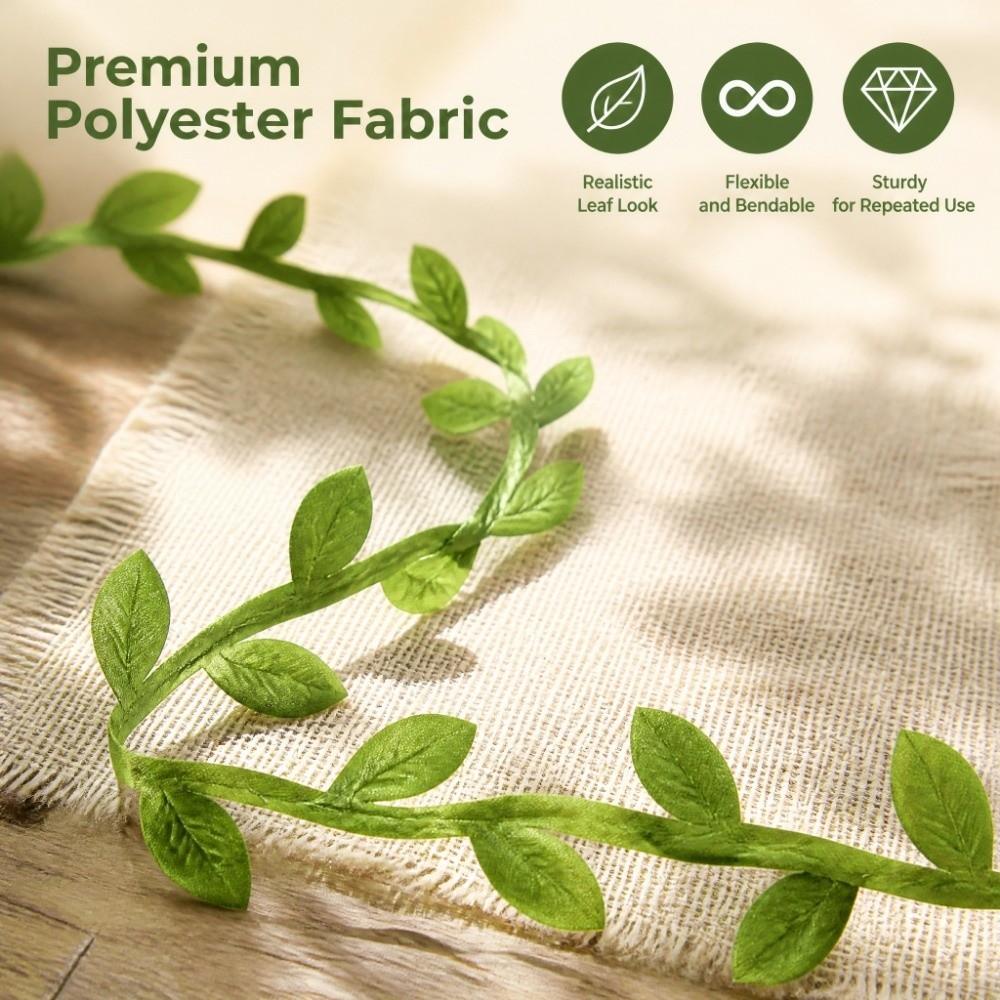100m per roll Artificial Leaf Ribbon Polyester Green Foliage Ribbon Fake Leaf Trim Wreath making