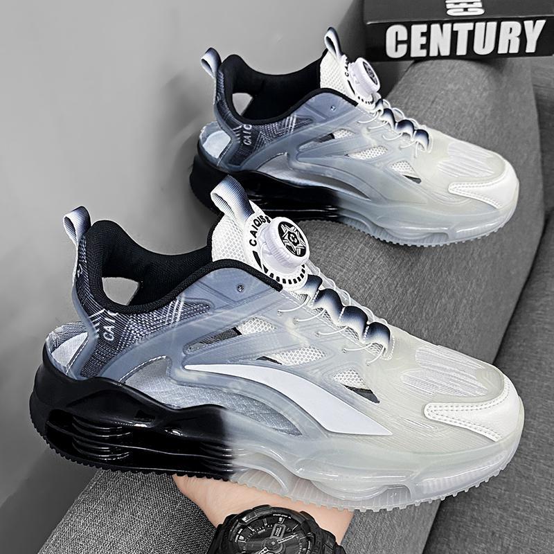 Rotating button men's shoes summer breathable 2025 new trend casual sports running shock-absorbing mesh beach sandals