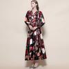 Bohemian Floral Printed Long Dress for Women Fashion V-neck Long Sleeve Oversized Maxi Dress Lady 2026 Chic Vacation Dress Robes