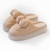 Bow cartoon cotton slippers autumn and winter indoor home thick bottom velvet warm and comfortable couple confinement shoes women