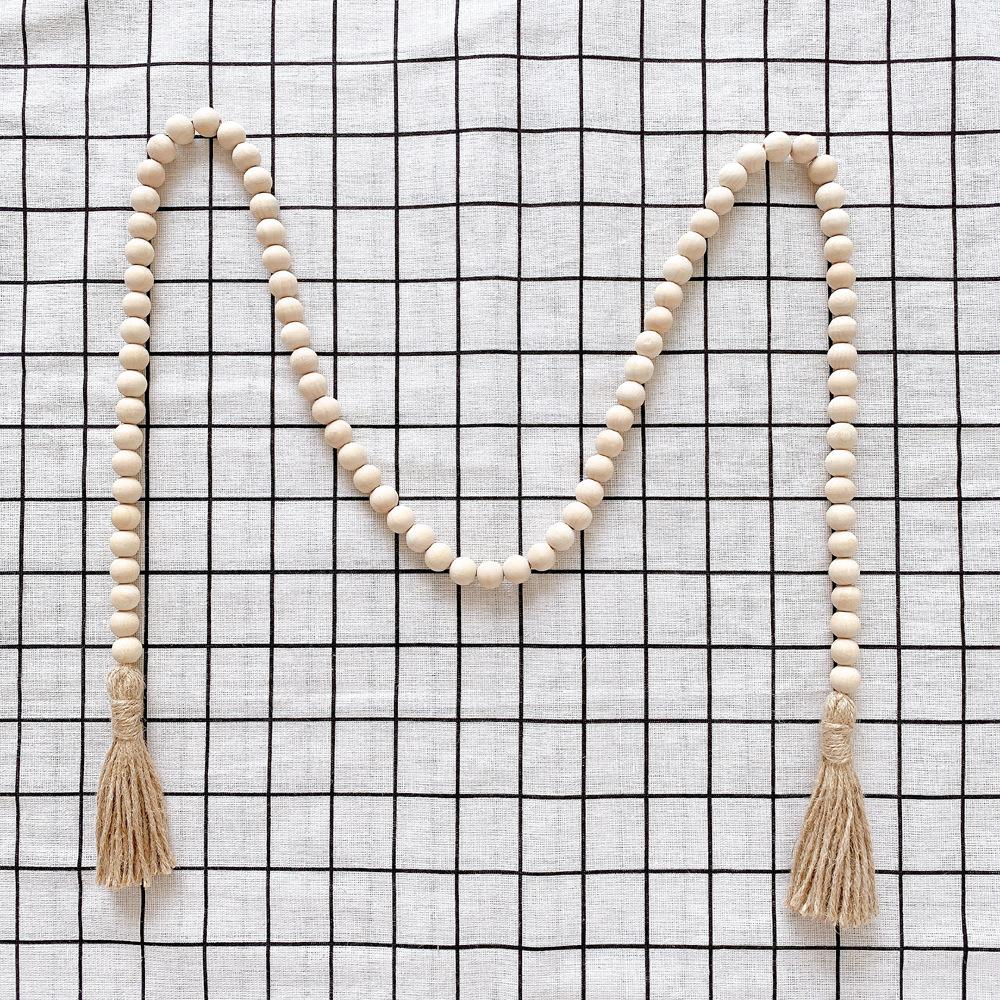 3-piece Wooden Beads Strings Pastoral Color Wooden Beads Tassels String Home Decoration Pendant
