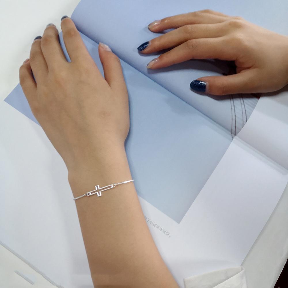 Silver Color Jewelry Cross Chain Bracelets For Women Fashion Wedding Banquet Charm Bracelets & Bangles Valentine's Day Gift
