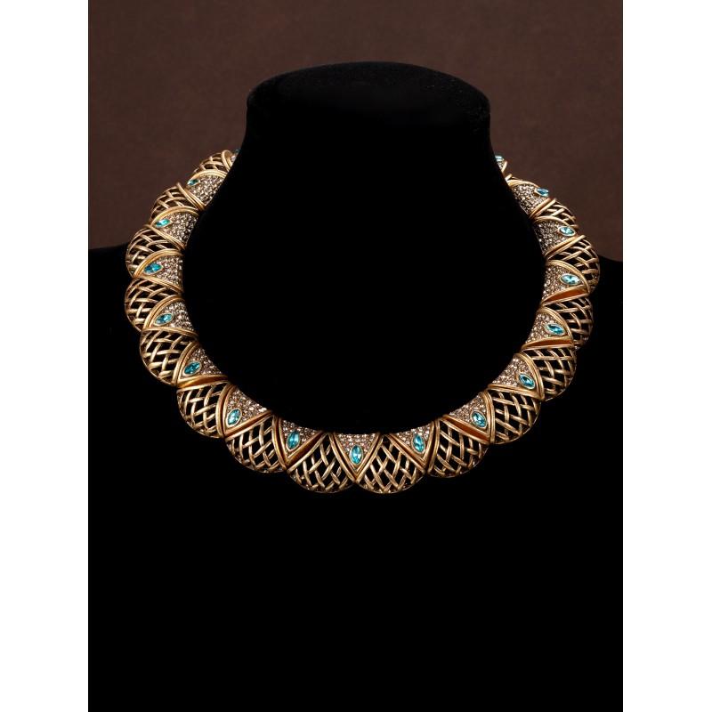 Винтажное тяжелое промышленное инкрустированное сетчатое ожерелье Дворцовый стиль Свитер Легкая роскошь