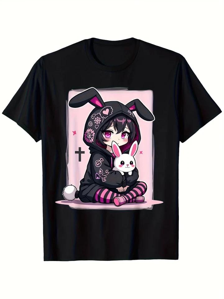 Men s Goth Bunny Anime E-Girl Grunge T-Shirt - Cute Kawaii Gothic ears & E-Girl S