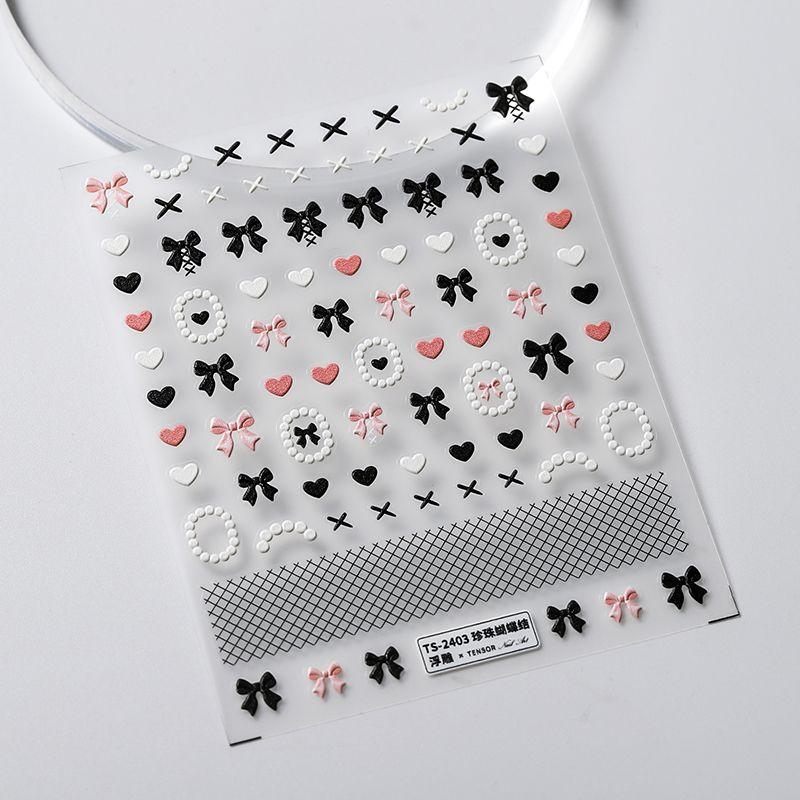 

Qiji Pearl Bows Three-Dimensional Relief Nail Sticker Waterproof Nail Sticker Decorative Sticker Ornament 2403 2404 TS-2403 Pearl Bows (three-dimensional)