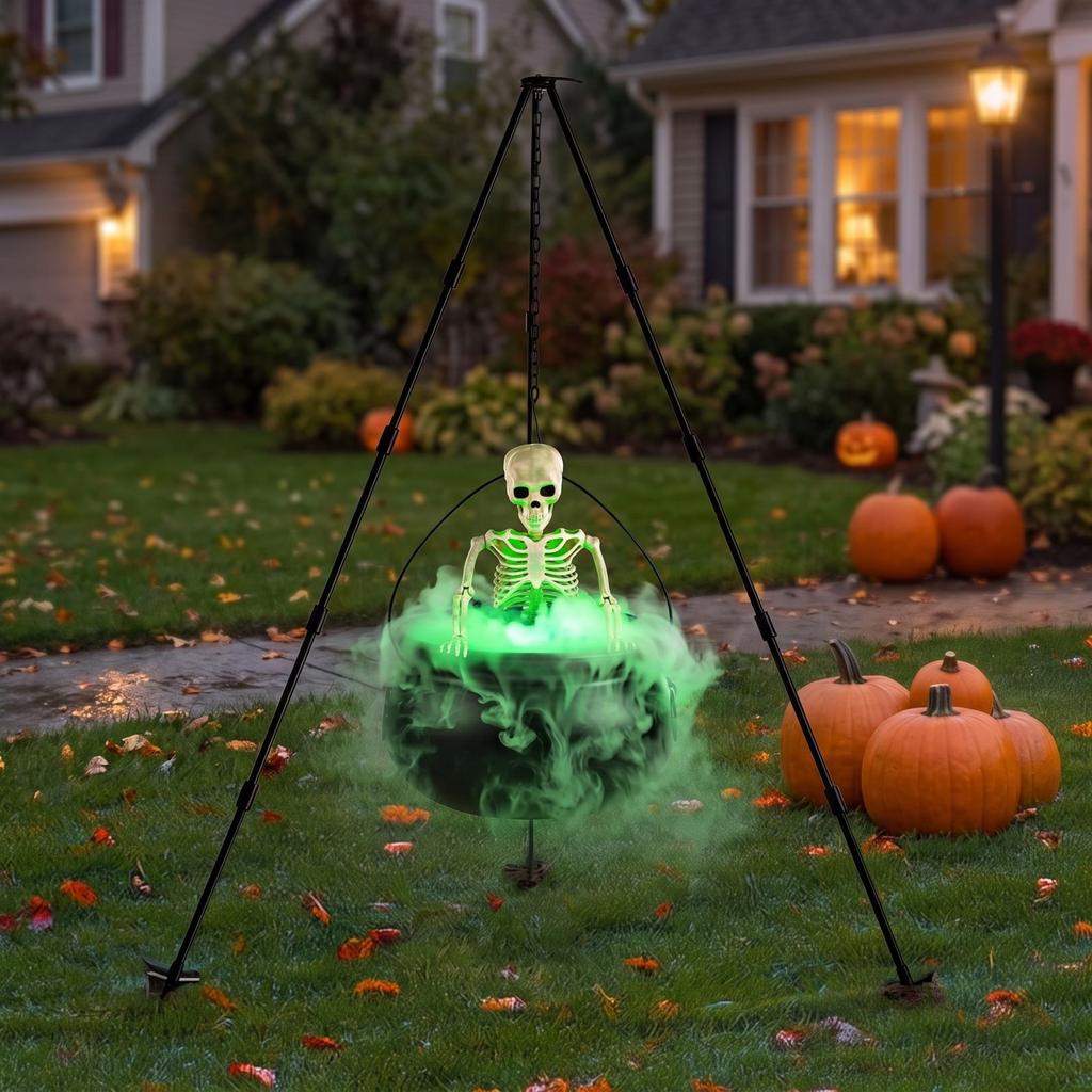 Halloween Witch Cauldron Candy with Tripod Stand for Outdoor Garden Party Decor