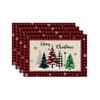 4pcs Dokriy, Merry Christmas Placemat with Christmas Tree Design, Red Buffalo Plaid And Snowflake Pattern for Kitchen Dining Table, Ideal for Indoor A