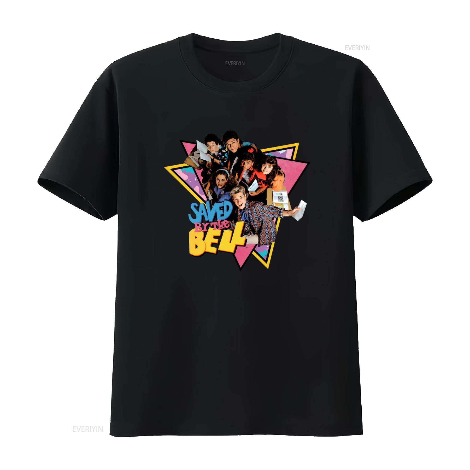 

Saved By The Bell Group Triangles Tv Show T Shirt Retro 80s Style High Quality Print Perfect for Fans vintage Washed Soft 4XL