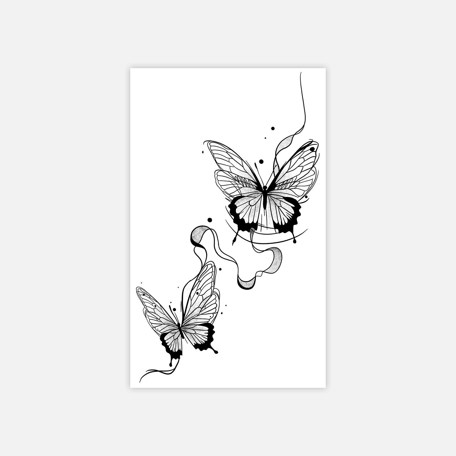 

Beautiful And Simple Butterfly Tattoo Sticker, Small Fresh Waist, Abdomen And Arm Tattoo Sticker. 11*18