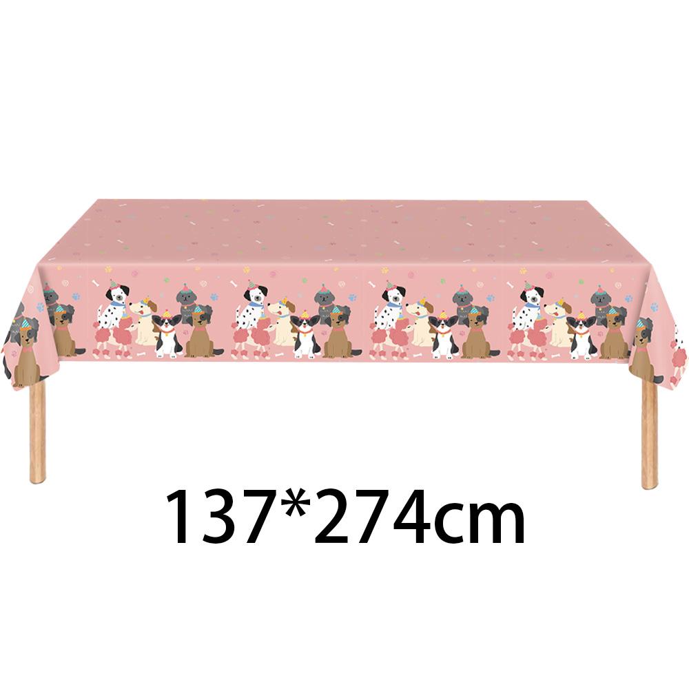 Pink Pet Dog Party Plate Cup Napkin Tablecloth Pet Paw Tableware Set Dog Party Decor Puppy Dog Birthday Party Decor Supplies