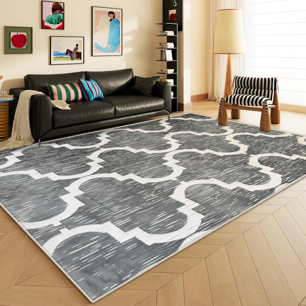 Nordic Geometric Carpet for Living Room Light Luxury Decoration Striped Abstract Rug Bedroom Kitchen Washable Non-slip Floor Mat