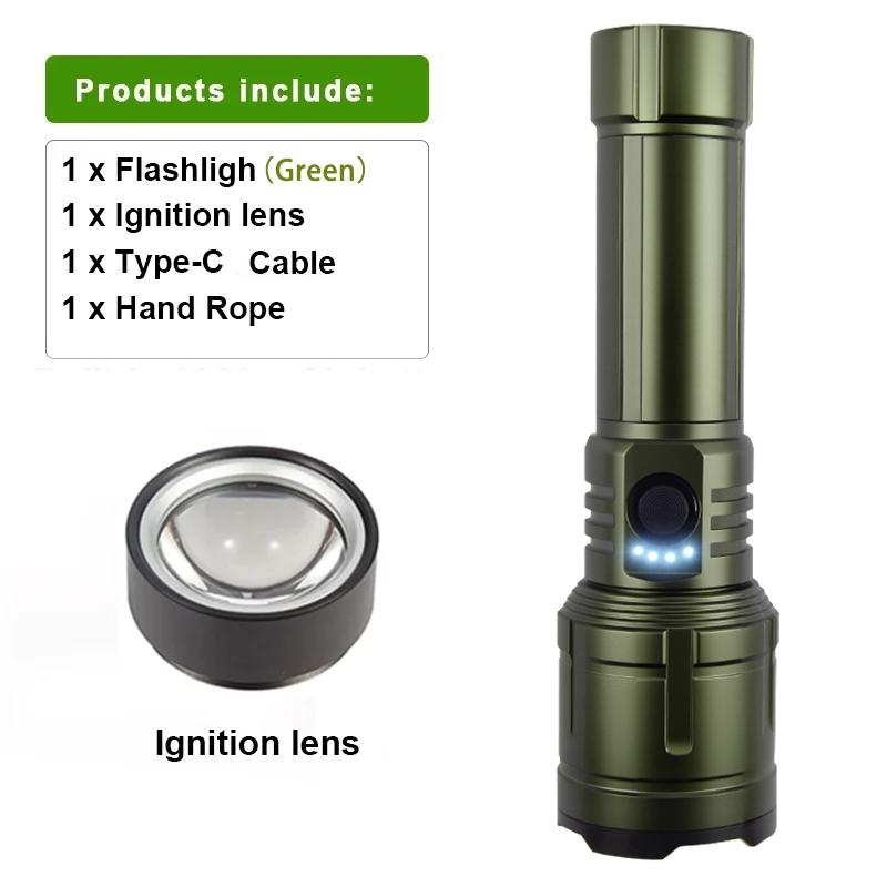 1000LM Bright Rechargeable Flashlight -Outdoor Zoomable Aluminum Alloy, High Power  Flame Ignition for Camping Hiking Emergency