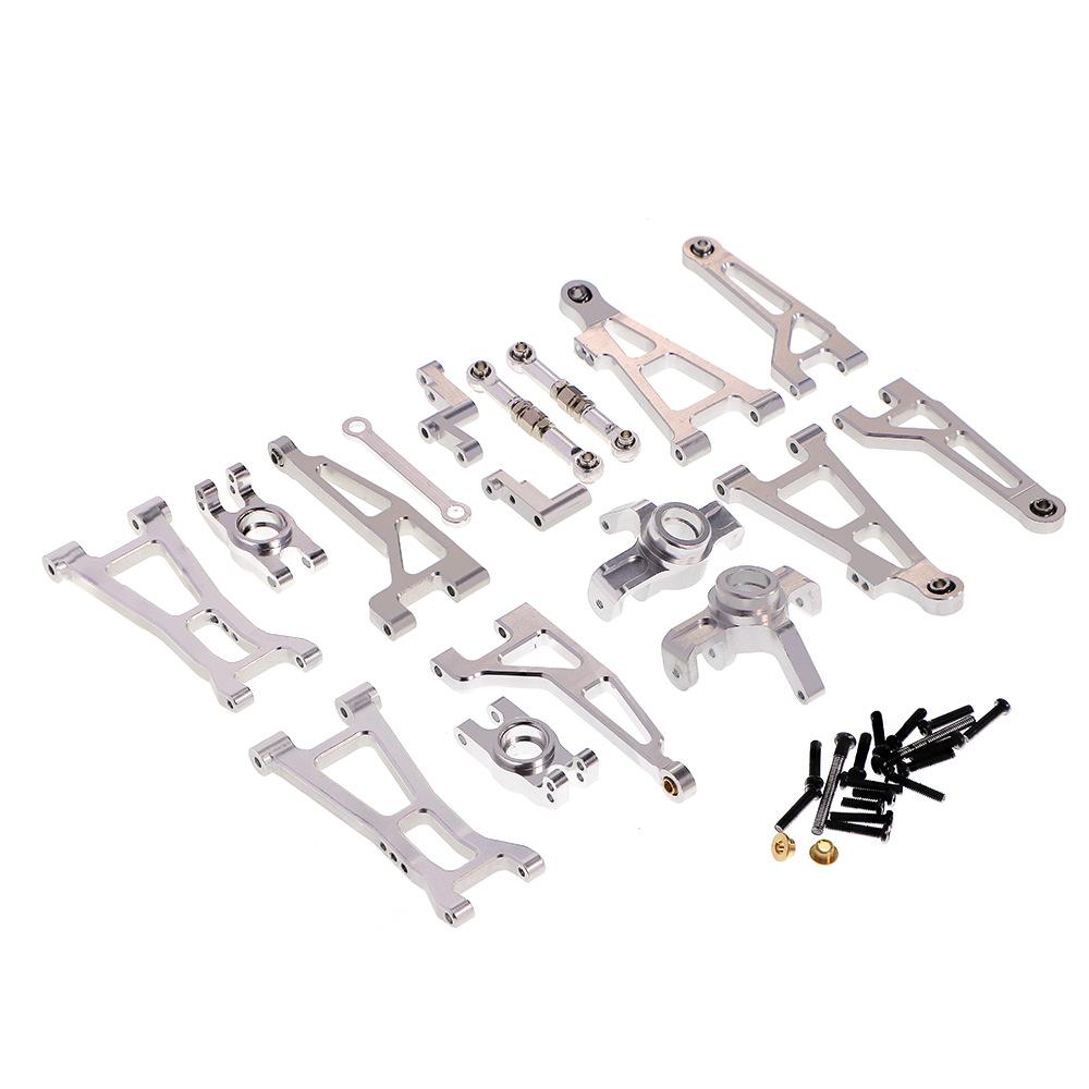 For MJX Hyper Go 1/16 16207 16208 16209 16210 H16 Metal Front Lower Arms Upgrade Swimg Arm Steering Linkage Block Kit Rear Hubs