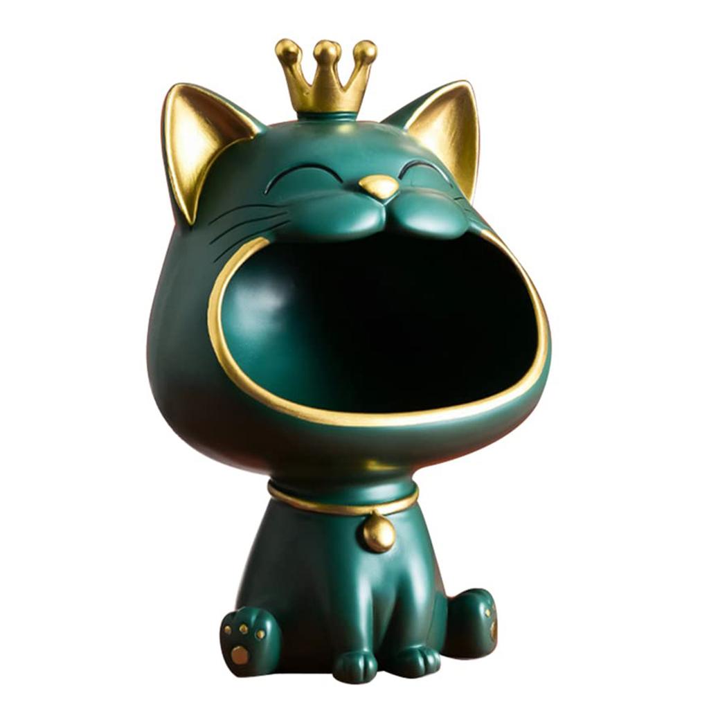 Lucky Cat Table Statue Decoration Resin Laughing Cat Key Box Creative Small Items Container Cute Desktop Storage Accessories
