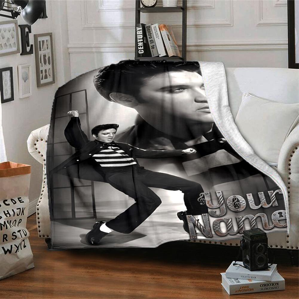 Elvis Presley Personalized Text Blanket Cozy Customizable Blanket Warmthful Decor Perfect for Home Decor Sofa Living Room Bedding