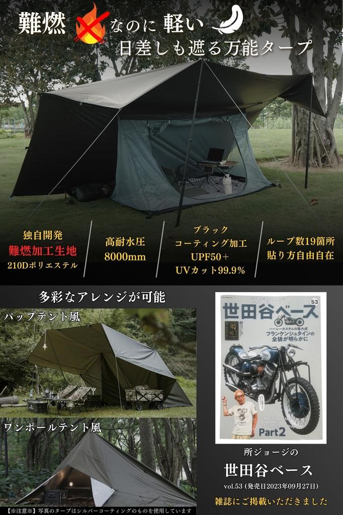 LUHANA Square Water Resistant Black or Silver 19 4mx4m 3mx3m 4mx3m Black Tarp, Flame-Retardant Polyester, (8000mm), Coating, Loops, Lightweight, /