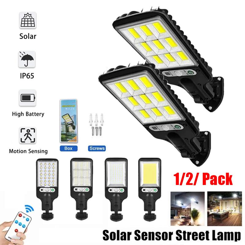 Solar Street Lights Outdoor 108COB LED Solar Lamp 1/2Pack With 3 Lighting Mode Motion Sensor Security for Garden Patio Path Yard