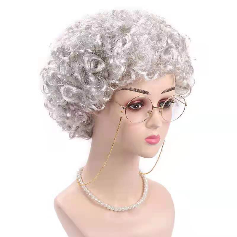 Европейский и американский стиль женский черный короткий волнистый парик кудрявый синтетический парик серебряный серый