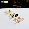 2Pcs Stainless Steel Letter M Stud Earrings for Women Fashion Brand Jewelry Delicate Cute Tiny Piercing Cartilage Earrings