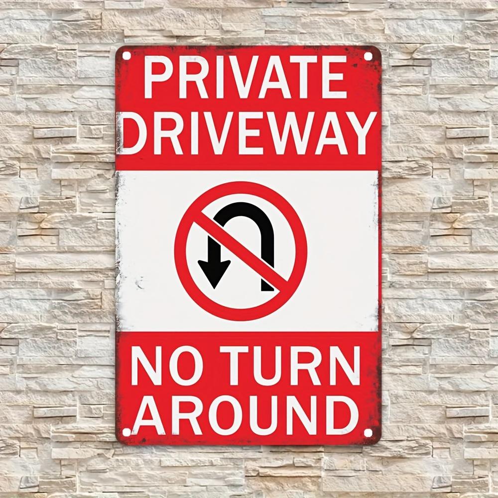 Red Border Private Driveway  No UTurn Sign  Durable Metal Wall Art for Home Garage Bar Cafe Decor  Easy To Install 20x30cm