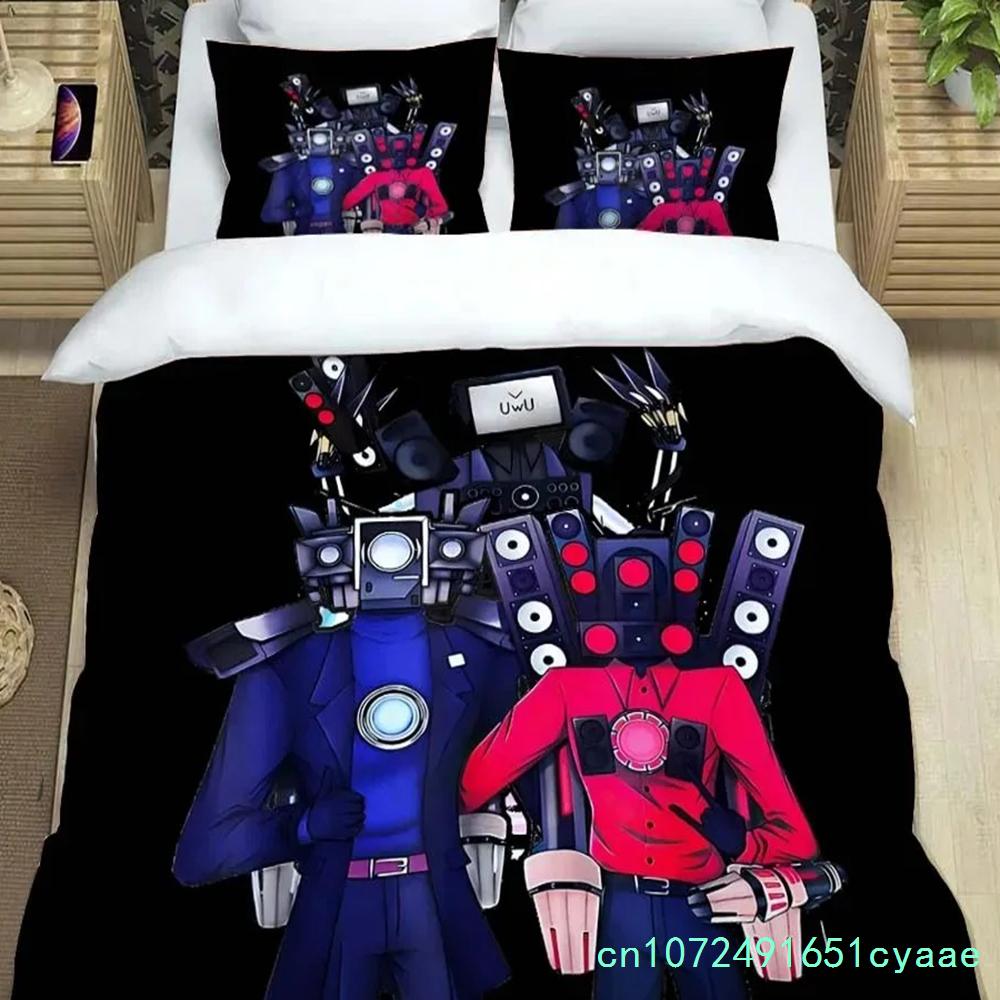 Cartoon Print Duvet Cover With pillowcase, Skibidi Toilet Duvet Cover Set Home Bedroom Bedding Set Adult Bedroom Boy Duvet Cover