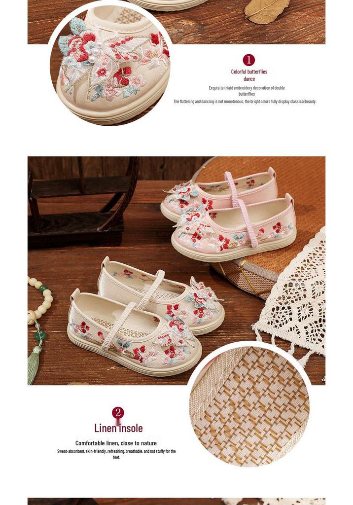 Girls' Rabbit Embroidered Hanfu Shoes – Spring & Autumn Ancient Style