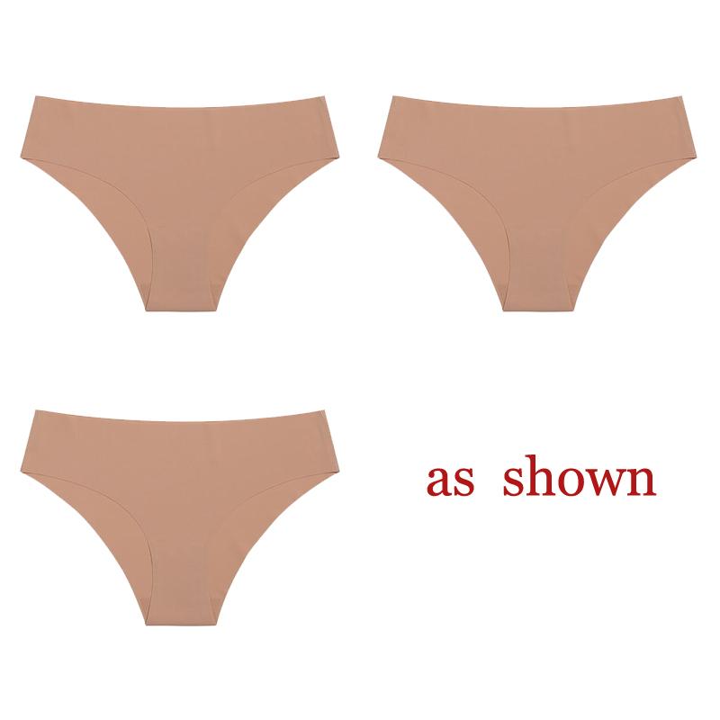 TERMEZY 3Pcs/Lot Sexy No Trace Panties for Women Ice Silk Low Waist Underwear Sports Lingerie G-string Briefs Female Intimates
