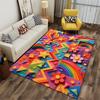 Colorful Geometric Carpet with Stars, Rainbows, and Floral Design Suitable for Use As an Anti-slip for Living Room Bedroom Sofas