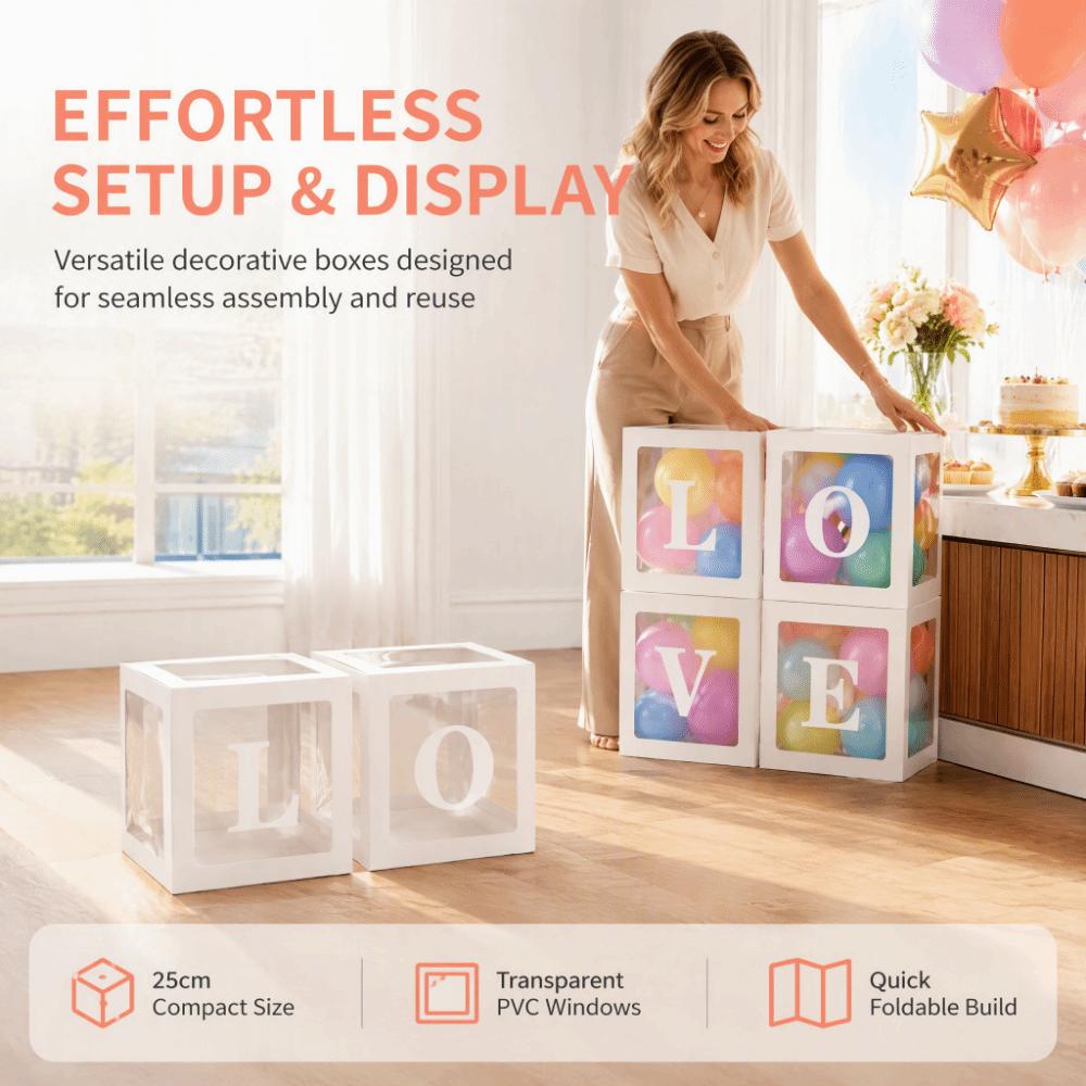 4pcs PVC Paper Surprise Box Transparent Window Balloon Display Box Party Decoration