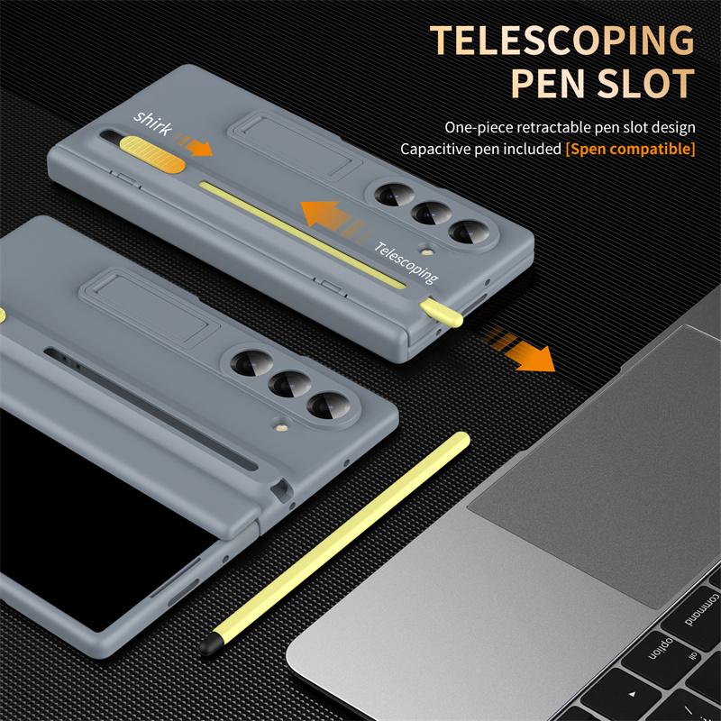 For Samsung Galaxy Z Fold 8 Ultra 8 7 6 5 4 3 with Touch Pen & Telescopic Slot Case Full Hinge Screen Protect Film Bracket Cove