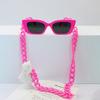 Fashionable Cat Eye Purple Chain Trendy Y2k Style Women's Sunglasses Suitable for Party Street Wear