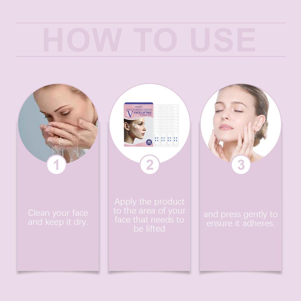 OUHOE Face Lift Adhesive – Hydrating, Softening, Tightening, Breathable, Invisible, Contouring, V-Line Lift Beauty Adhesive
