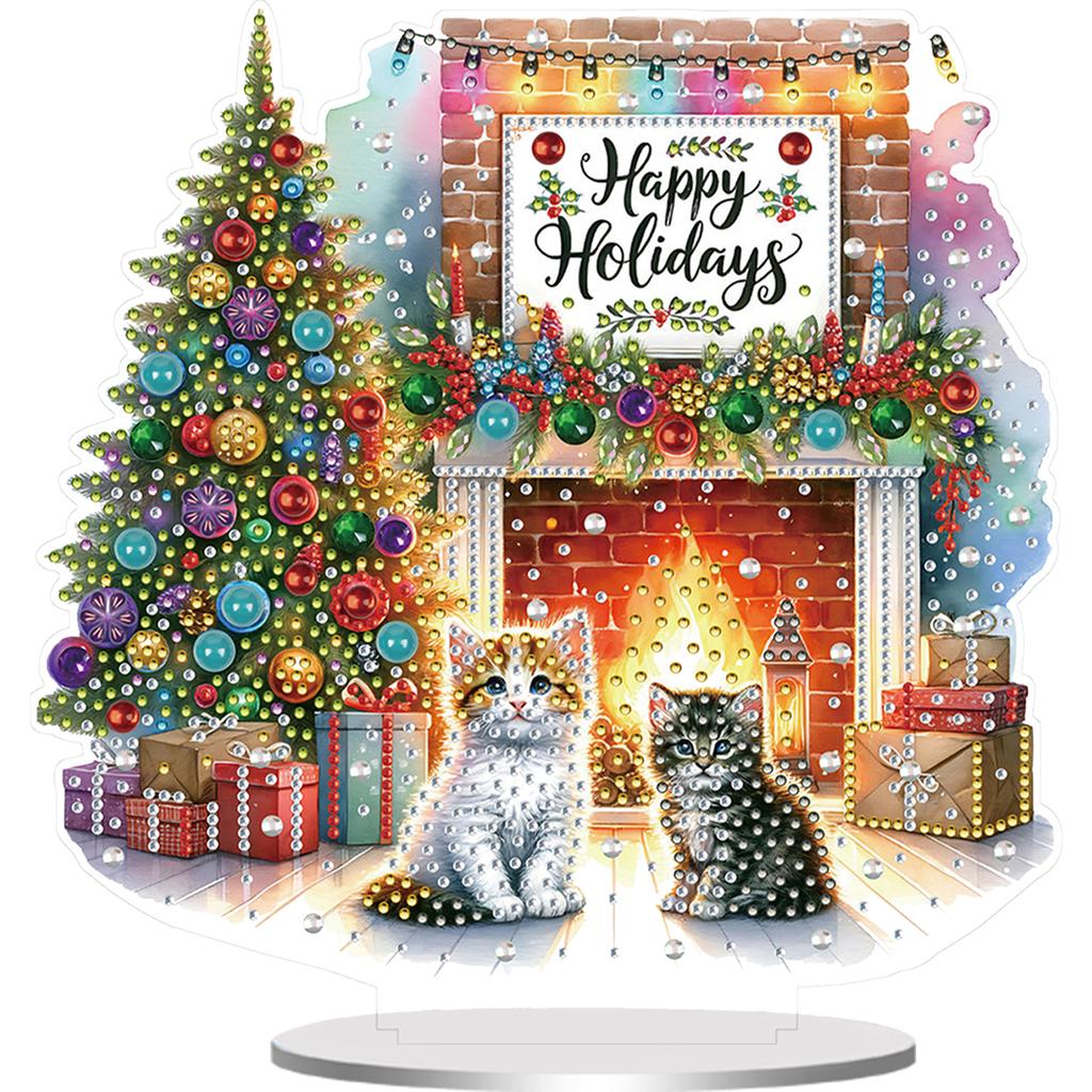 2D Flat Christmas DIY Diamond Painting Desktop Ornaments Kit Diamond Painting Desktop Decorations for Home Office Desktop Decor