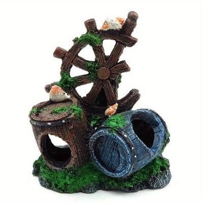 Volante Botte di Vino Resina Acquario Ornamento Decorazione Pianta per Serbatoio Pesci Accessori Casa Animale Domestico Acquario Decorazione Forniture