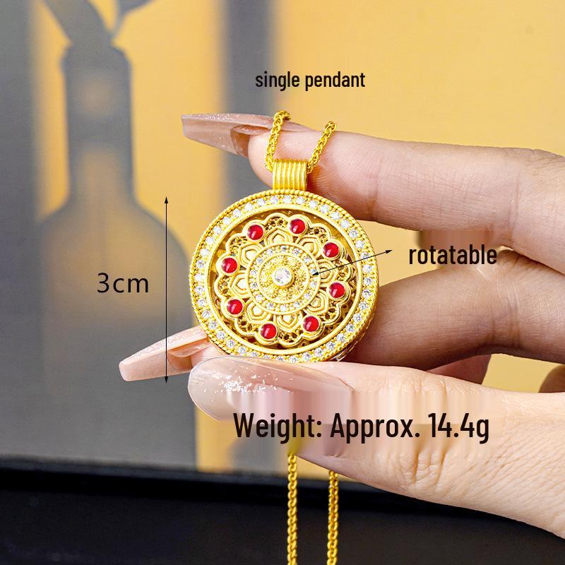 Vintage Vietnam Sand Gold Rotating Tag Pendant with Inlaid Diamond - Non-Fading Long-lasting Jewelry