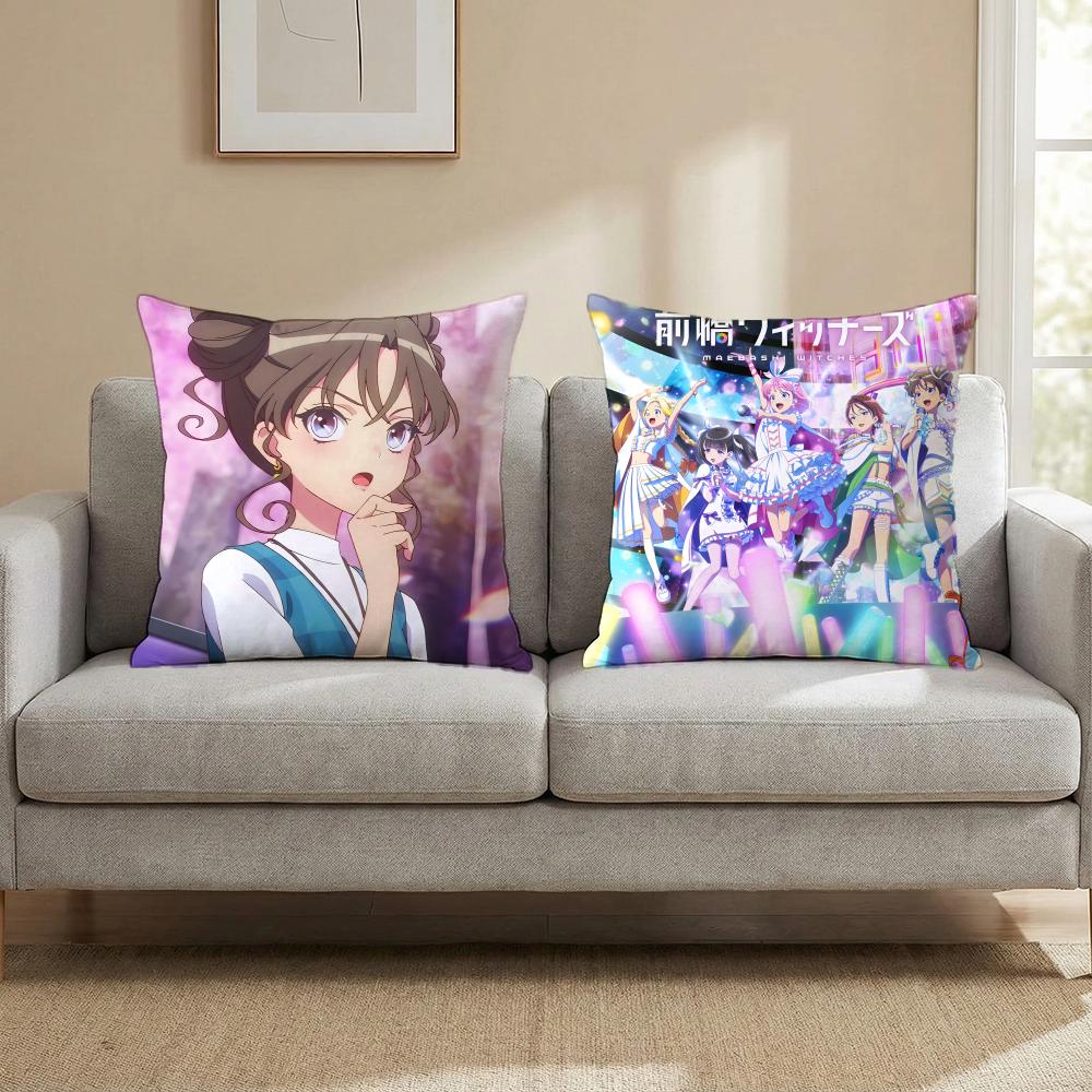 Anime Maebashi Witches Cushion Cover Cushion Cover Set 4Pcs 50X50 45X45 40X40 Pillowcase Decorative Sofa Home Decor