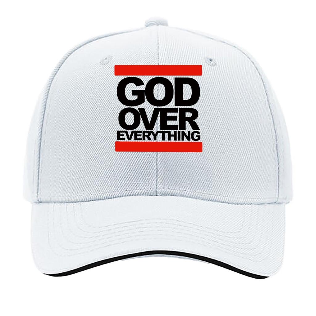 Printed GOD OVER EVERYTHING Four Seasons Outdoor Breathable Adjustable Golf Hat Unisex Summer Fashio Sandwich Baseball Cap