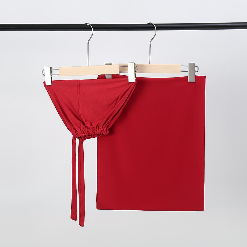 2Pcs Chiffon Hijab With Matching Undercap Set Women Plain Shawl Jersey Inner Modal Caps Muslim Headband Two-Piece Scarf Set