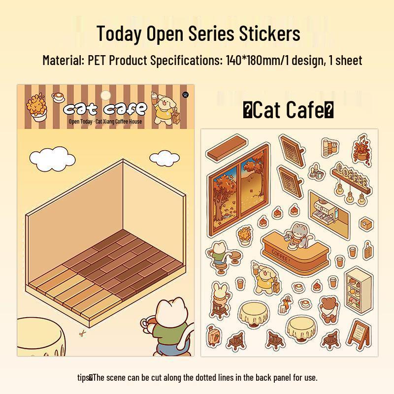 Infeel.Me 3D Miniature Scene Stickers - Open for Business Today
