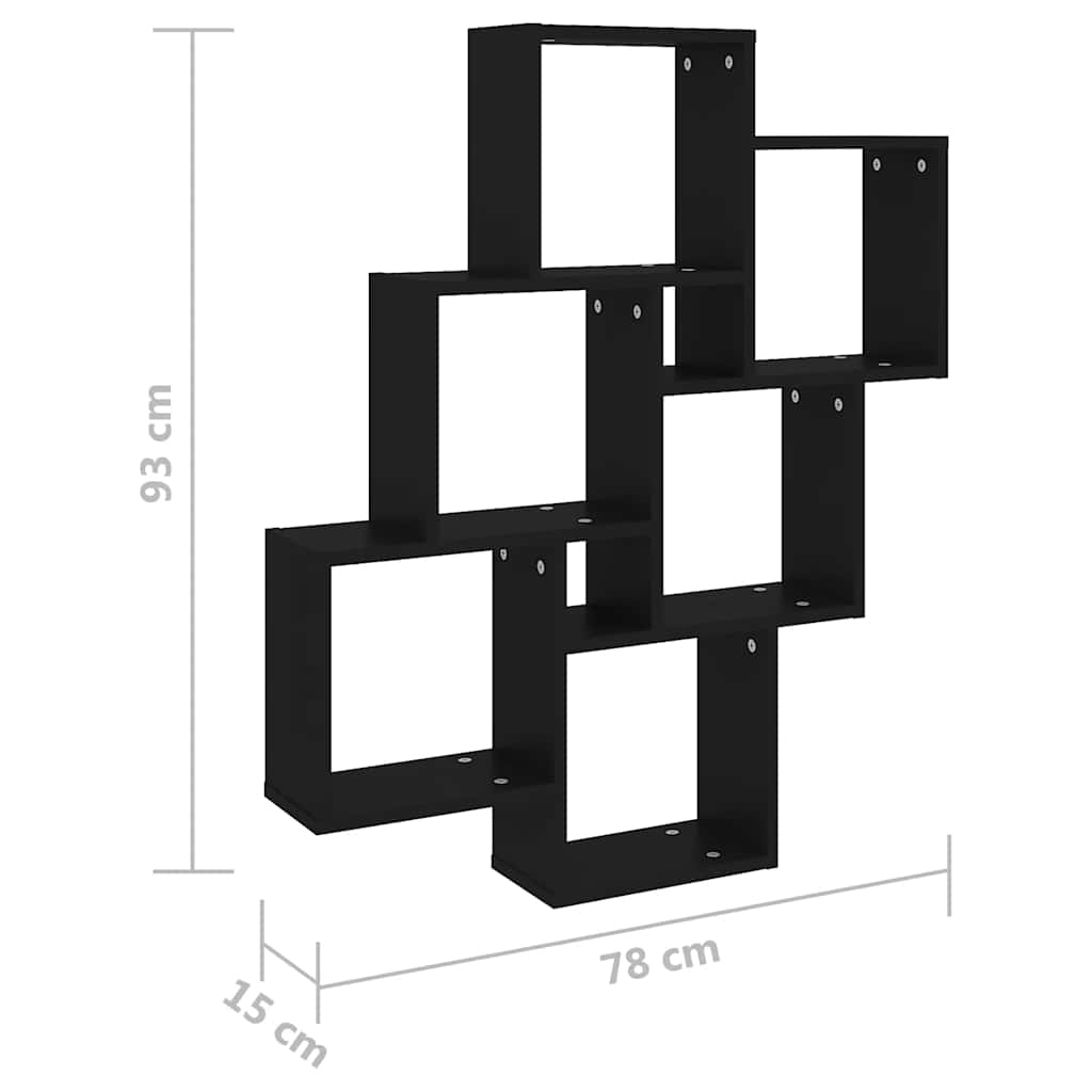 Vidaxl Wall Shelf In the Form of Cubes, Black, 78X15X93 Cm