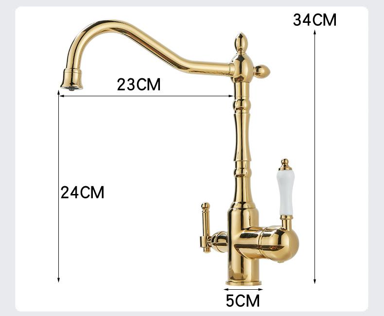 3 in 1 Kitchen Filter Faucet Pure Water 360 Rotation Kitchen sink Crane Dual Handle Dual Water Functions Mode Filter Mixer Taps