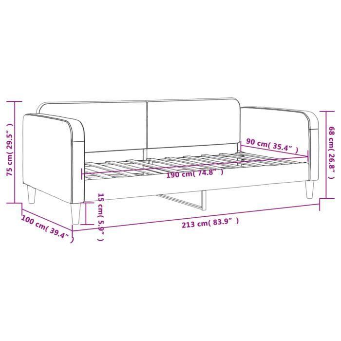 VidaXL Daybed Black 90x190 Cm Fabric 354045